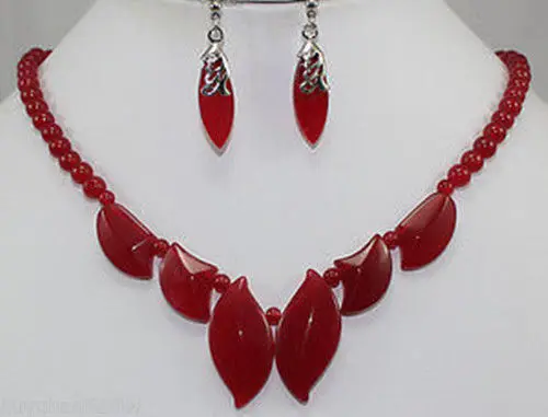 hot sell new - New beautiful red jade necklace 18 &quot earrings NEW | Украшения и аксессуары