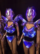 Led Luminous Costume LED DJ Nightclub Party Catwalk Show Party costume Transparent LED light armor Stage Show