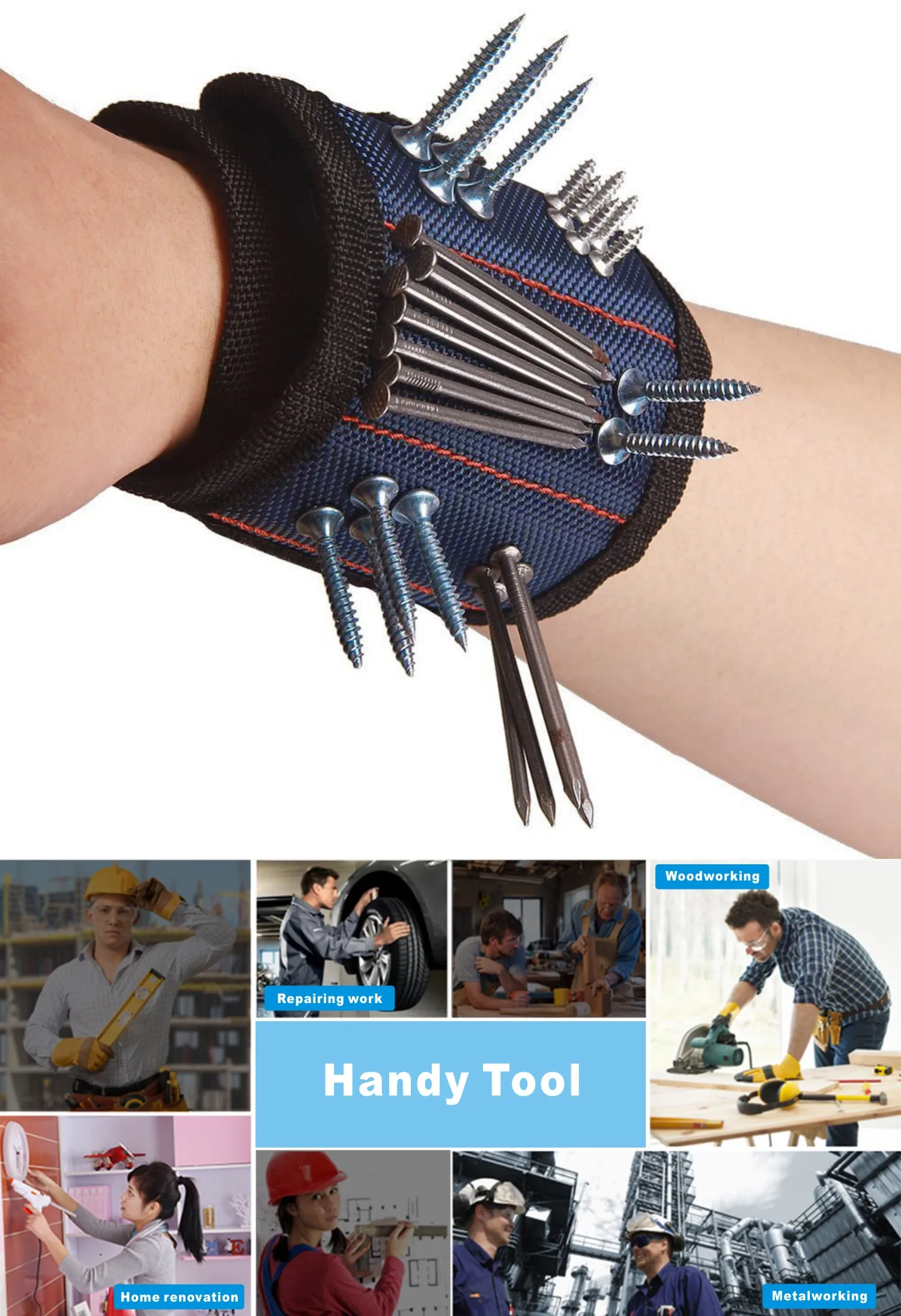 best electrician tool bag Woodworking Magnetic Wristband Portable Tool Bag Electrician Wrist Tool Belt Screws Nails Drill Bits Holder Repair Tools power tool bag