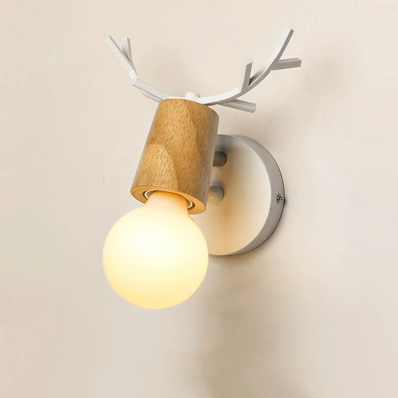 

Creative Antlers Sconce Wall Lights Bedside Lamp Retro Vanity Light Led Wall lamps Bedroom E27 85-265V Black/White