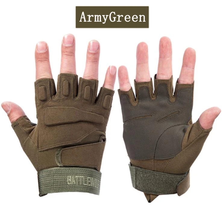 Перчатки для велоспорта, спортивные перчатки на полпальца, перчатки для горного велосипеда, перчатки для альпинизма, велоспорта, фитнеса, защитные перчатки для мужчин - Цвет: ArmyGreen