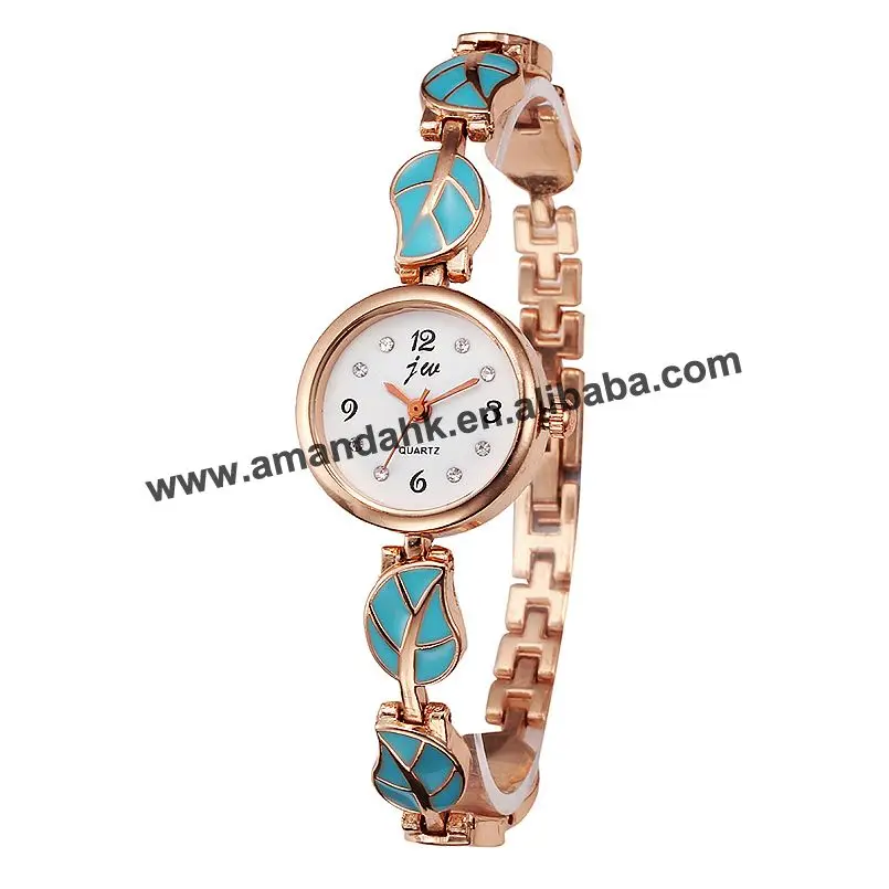 100 шт/партия jw 3214 маленький лист наручные часы модные повседневные женские платья Bangel часы сталь Горячая Мода браслет часы - Цвет: blue