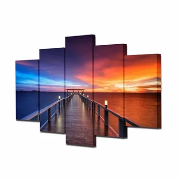 

5 Pieces/set Sea View Sunset and Bridge Wall Art For Wall Decor Home Decoration Picture Paint XYZ-HX-007