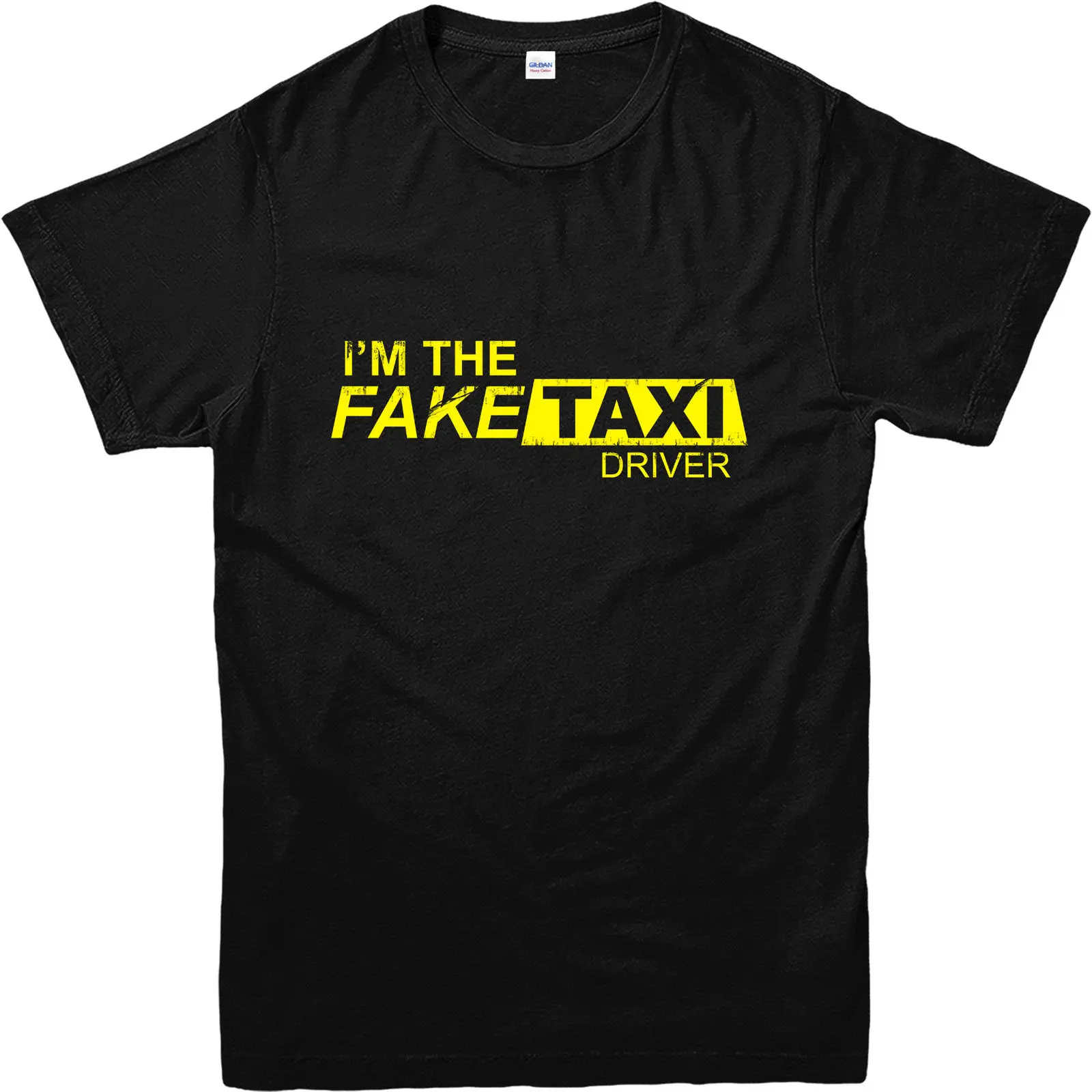 Модная футболка с принтом Такси дизайнерская надписью I'm The Fake Taxi Driver летняя
