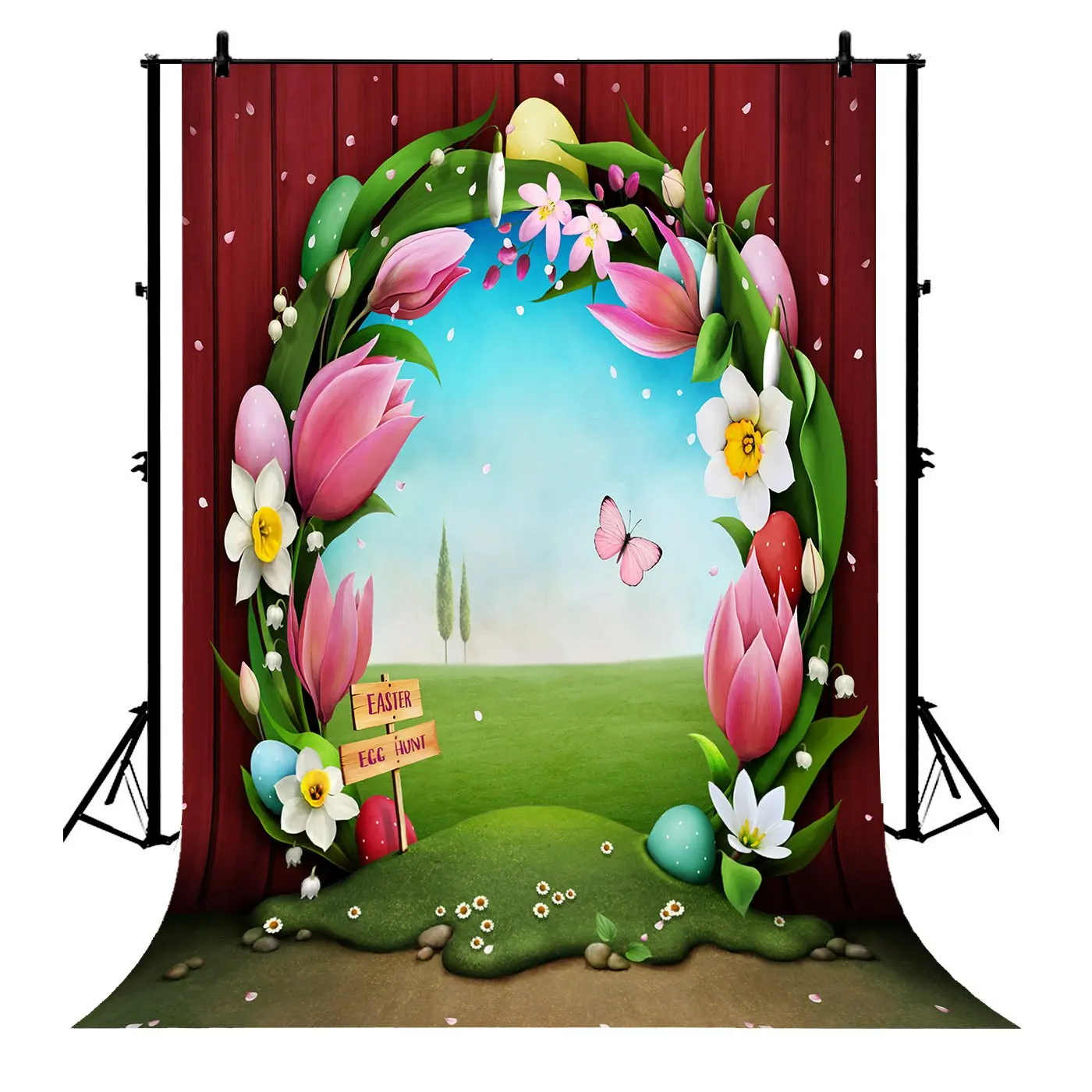 

5x7ft Easter Spring Scene Egg Hunt Polyester Photo Background Portrait Backdrop