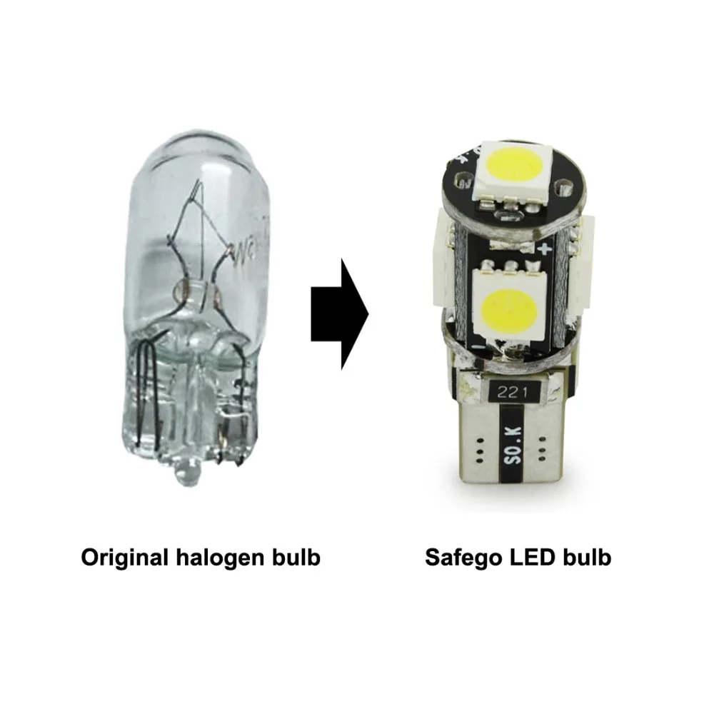 Safego 20 шт. Белый Клин T10 W5W 194 168 5 SMD с canbus без ошибок для автомобиля автомобильная