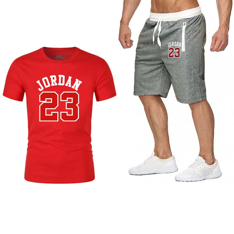 Комплект из двух предметов, мужская одежда jordan 23, футболка, шорты, летний короткий комплект, спортивный костюм, мужской спортивный костюм, спортивный костюм для бега, баскетбольная майка - Цвет: as photo