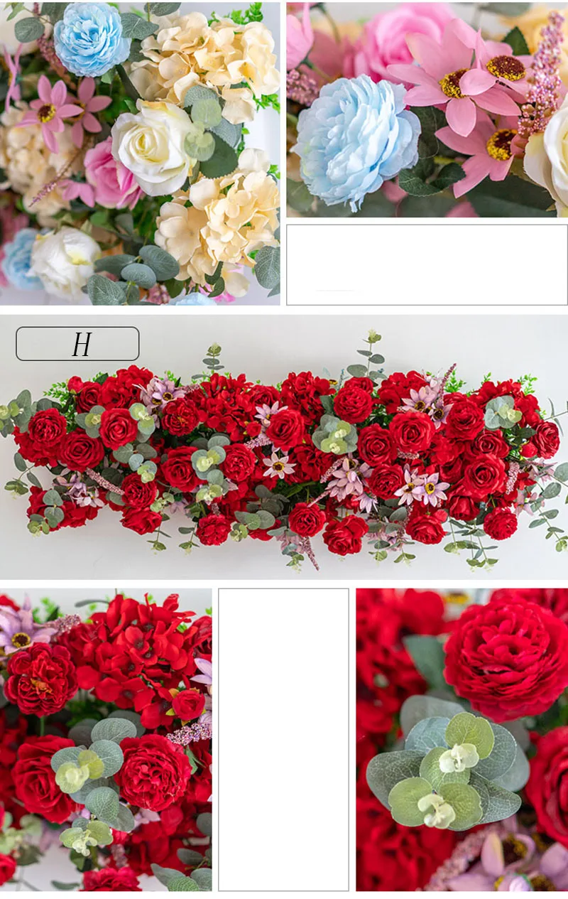 Flone 100cm high quality Rose Artificial Silk Flower Row For Wedding Arch Background wall stage party props Decoration Flower Accessories  (9)