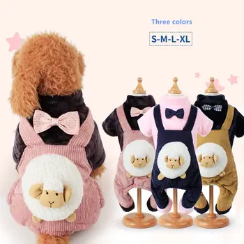 

Chihuahua Corduroy Tie Sheep Pet Clothes Pet Dog Clothes Winter Warm Dog Coat Jacket Rompers 4 Legs Puppy Jumpsuit for Dogs