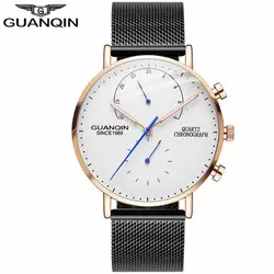 Элитный бренд GUANQIN Часы Для мужчин хронограф кварцевые часы Водонепроницаемый световой Для мужчин S сапфир наручные часы Relogio Masculino