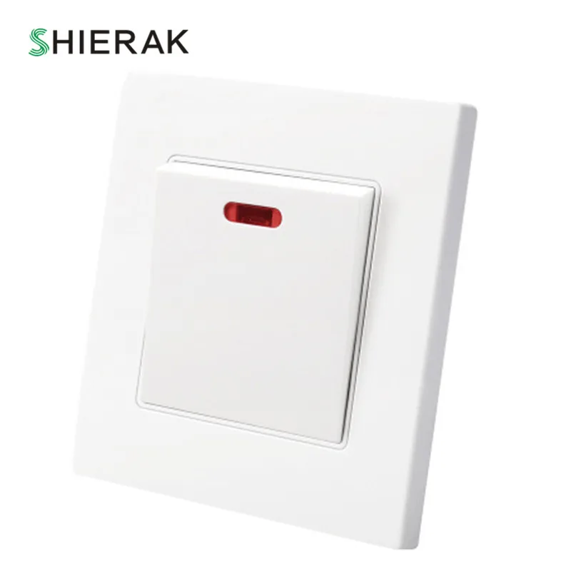 

SHIERAK Water Heater Switch High Power 20A Electrical Wall Switch With LED Indicator For Bathroom 86*90mm