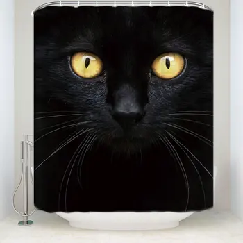 

Waterproof Polyester Fabric Waterproof Shower Curtain Liner black Halloween Cat Eyes Shower Curtains