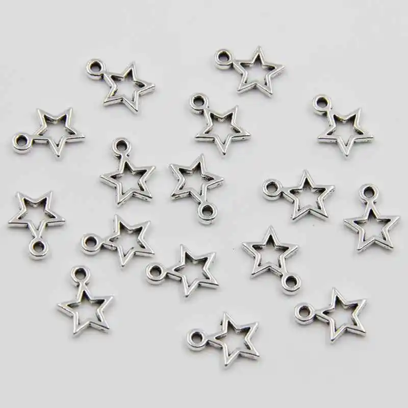200pcs 9*12mm Antique Silver Alloy Star Charms Fashion Jewelry Star