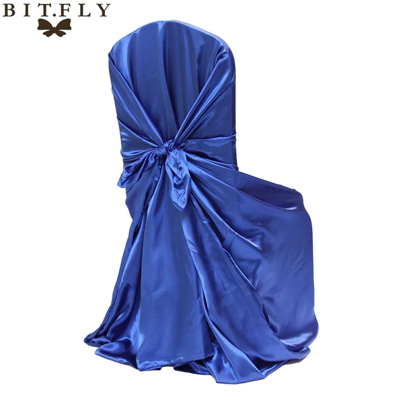 Высококачественный модный современный атласный универсальный чехол для стула для свадебного ресторана, фестиваля, DIY вечерние украшения - Цвет: royal blue