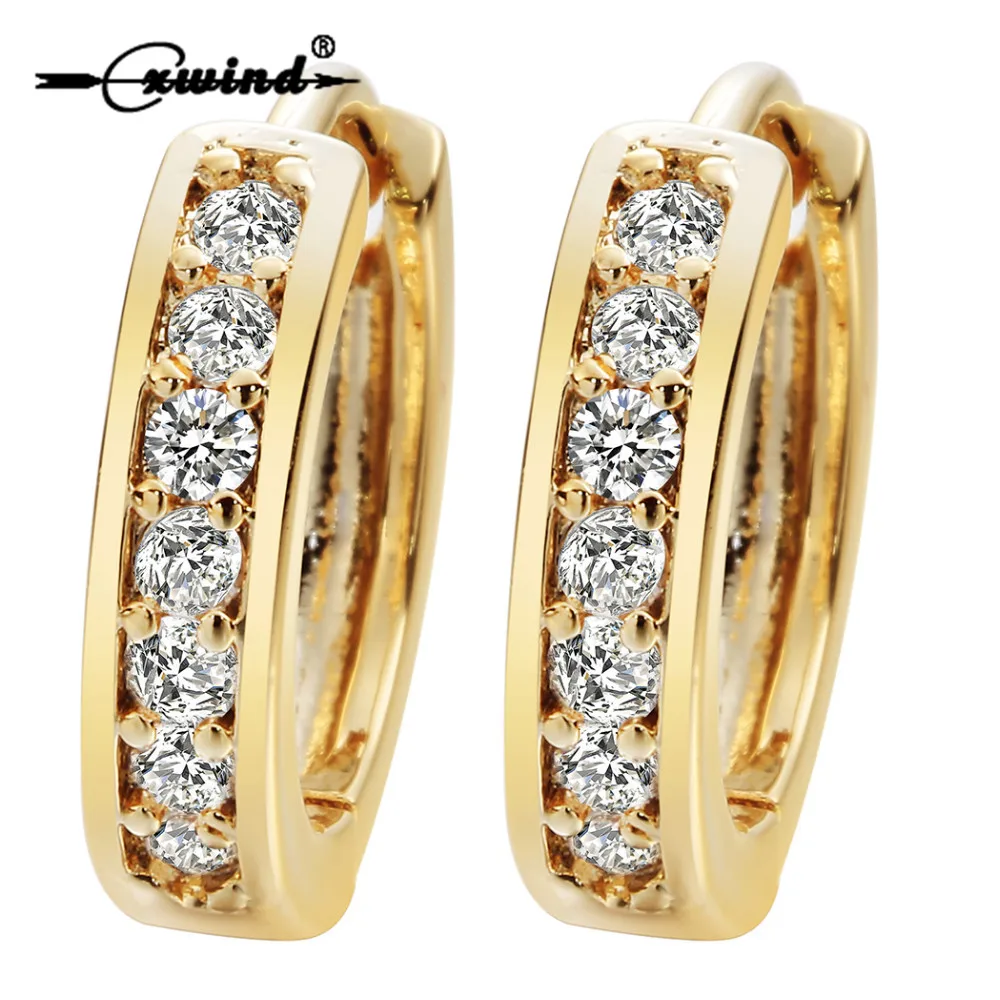 Cxwind Small Hoop Earrings Gold Filled Clear Cubic Zirconia Round Hoop Earrings for Womens Earrings Sexy Ear Surgical Jewelry