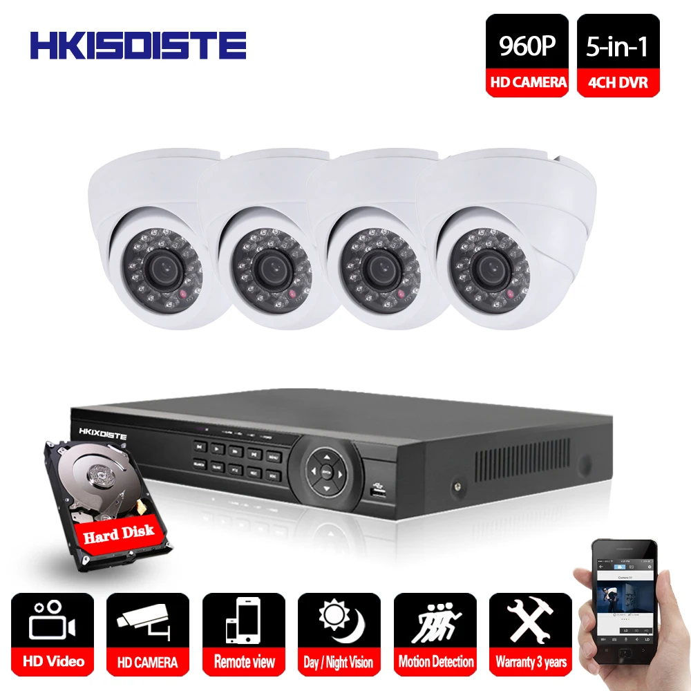 

HKIXDISTE-CCTV Camera System Overv4CH CCTV System 4PCS 1.3 MP IR Outdoor Security Camera Camera Surveillance System 960P ahd dvr