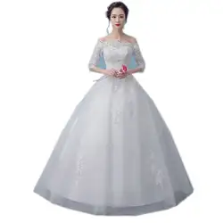 Ruthshen Принцесса бальное платье Половина рукава Пол Длина аппликации над тюль Vestido De Noivas с открытыми плечами Свадебные платья