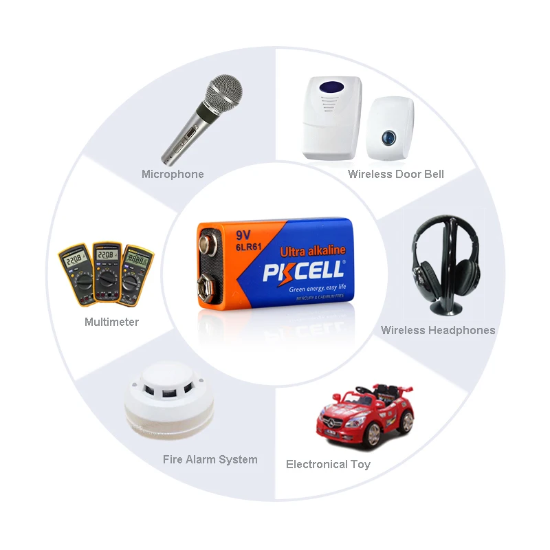 5 шт. * батарейки PKCELL 9 V 6LF22 6LR61 PPP3 1604A щелочной Батарея не перезаряжаемые