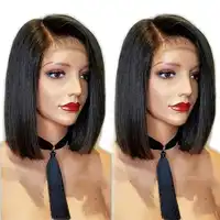 Pre Plucked Straight Bob Lace Front Human Hair Wig 13x6 Deep Part Short Remy Hair Brazilian Wig For Black Women Blunt Cut