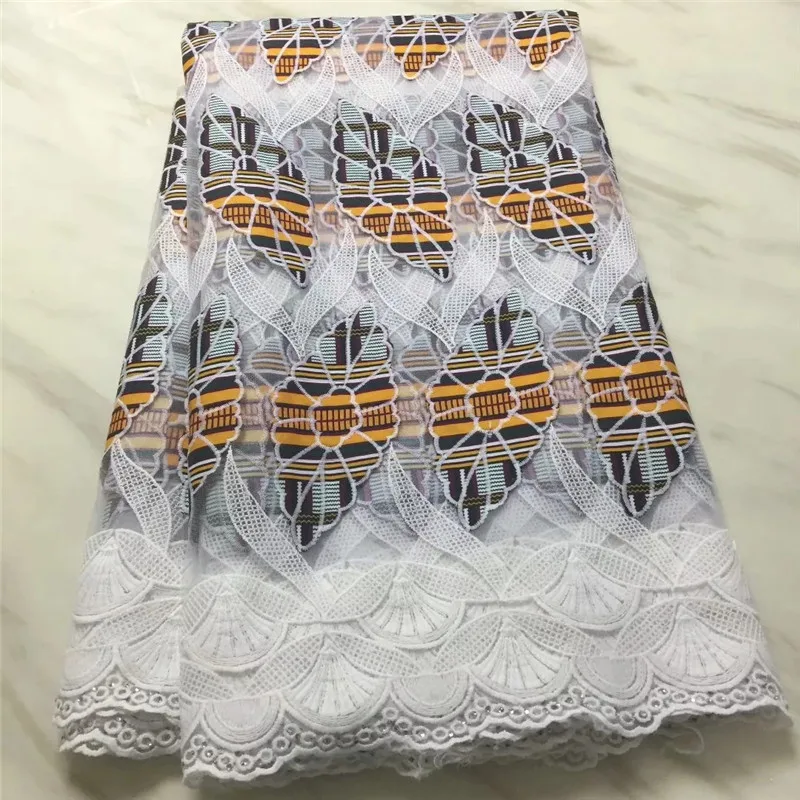

Ankara Guipure Wax Fabric With Pearls 2018 New Design Embroidered For Wedding Dress Material African Wax Fabric PL091909