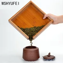 Чай лоток Бамбук 24x24 см большой натуральный бамбук Чай лоток бамбук пуэр Чай доска для показа Чай