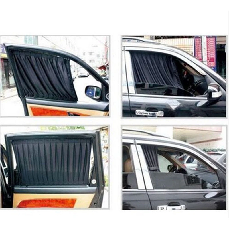 

2pcs 50*39cm Aluminum Alloy Elastic Car Side Window Sunshade Curtains Auto Windows Curtain Sun Visor Blinds Cover car-styling