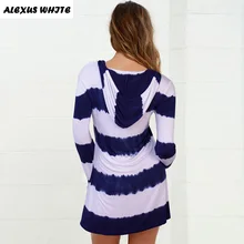 Jumper Coat 2016 Winter Women Long-Sleeved Sweatshirt Female Casual Stripe V-Neck Hooded Pullover Long Hoodies