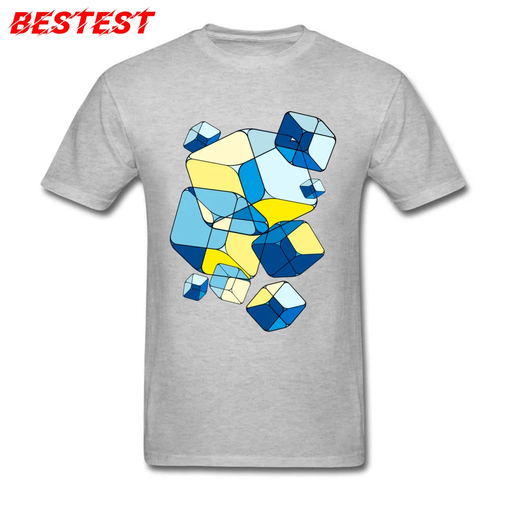 Casual Round Collar T-Shirt NEW YEAR DAY Tops Shirt Short Sleeve Prevalent 100% Cotton Normal Tshirts Unique Male Lemon juice on the rocks geometric art grey