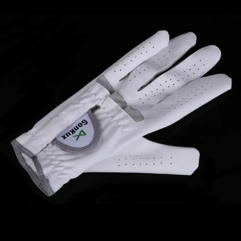 Перчатка для гольфа дышащая левая рука Супер тонкая с противоскользящей гранулы ткань мягкая Повседневная белая Размер 22#-26# Чистая овчина