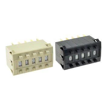 

5PCS Thumbwheel Switches 10 x 30mm 0-9 Digits Decimal Code Or BCD Code Binary Output Pushwheel Swith With End Plate Black,Beige