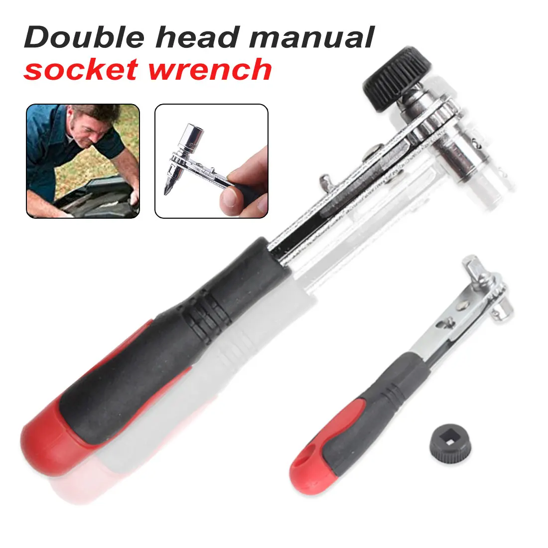 

1/4" Screwdriver Rod Quick Socket Wrench Tools Red Hand Tools Mini Rapid Ratchet Wrench Double Head