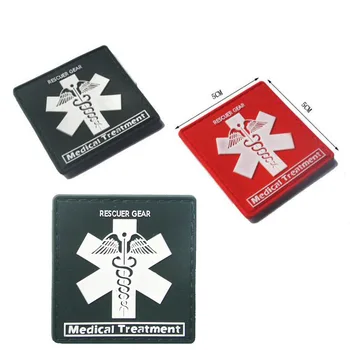 

5*5cm Rescuer Red/Green PVC Epoxy Armband Special Forces Military Tactics Morale Badge Fashion Jacket Jeans Decorative Patch