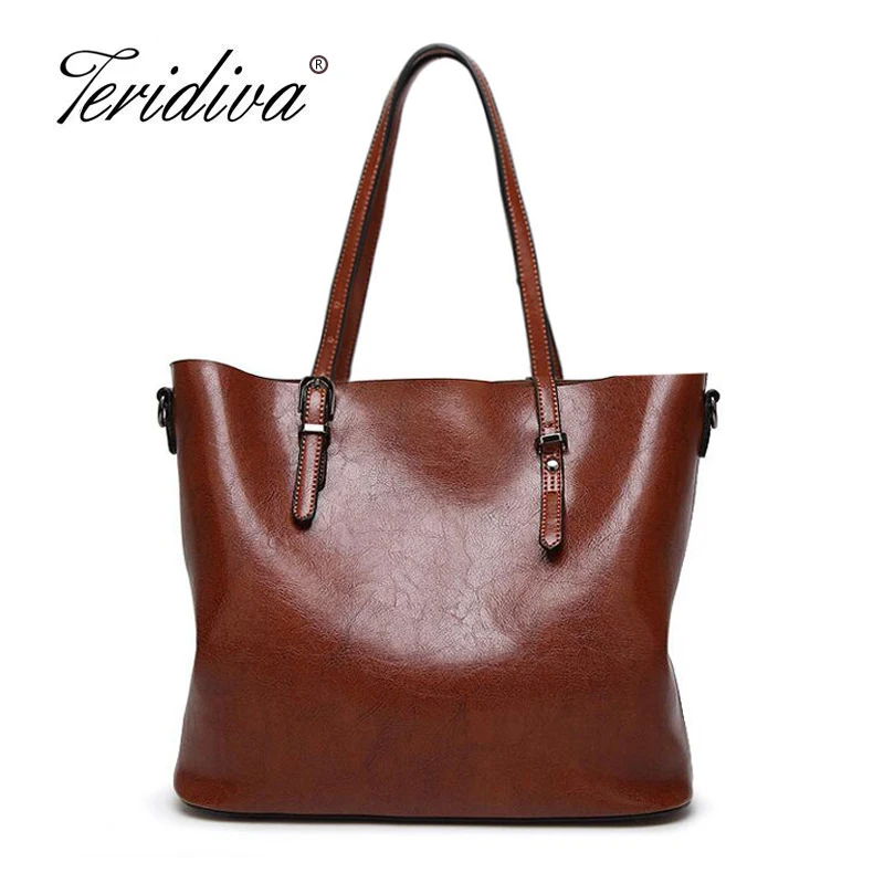 

Teridiva Brand Vintage Tote Bags for Women Shoulder Bag Large Famous Designer Women's Handbags Oil Wax Leather Bag Ladies Bolsas