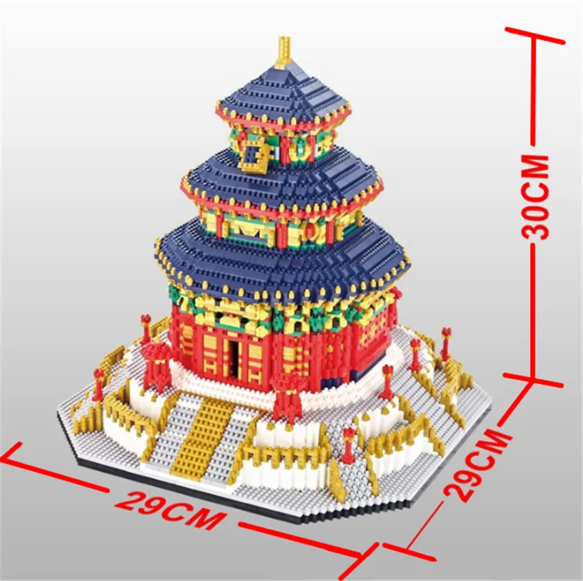 Международно известная архитектура Китай Храм Неба в Пекине мини сделай сам алмаз, строительные блоки, игрушки для детей подарок без коробки - Цвет: 66525 no box