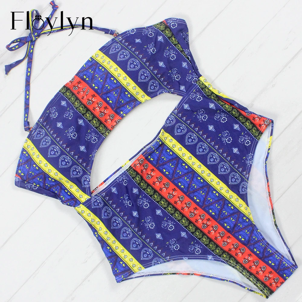 Floylyn 2019 Сексуальная печати купальники Для женщин Одна деталь Купальник