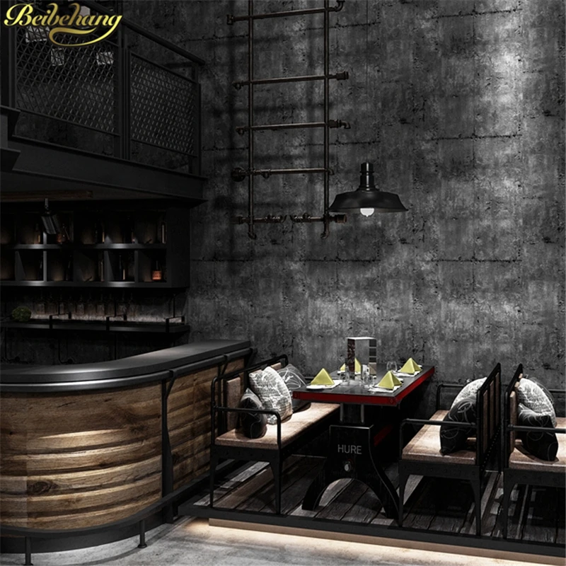 

beibehang Retro cement wallpapers for living room bar hotel clothing store plain mottled rough industrial wind wall paper roll