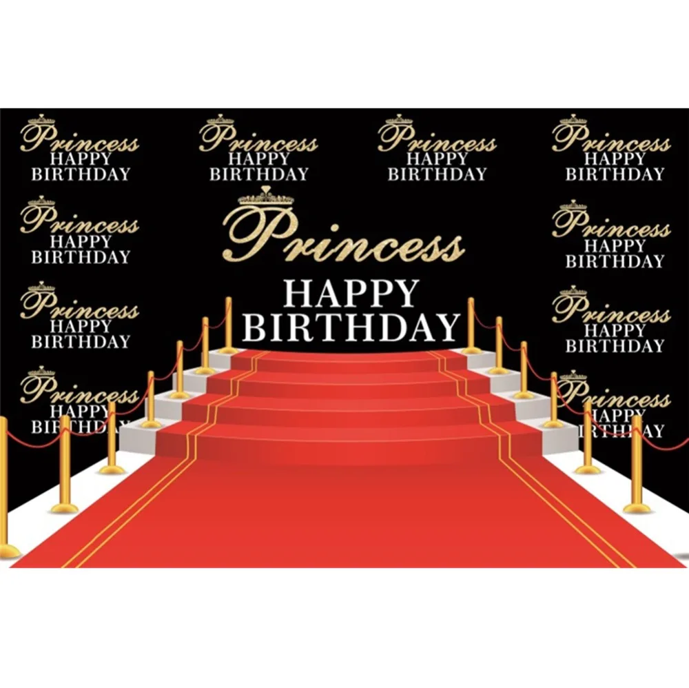 Laeacco Princess Prince Happy Birthday Red Stair Carpet Baby Scene Photographic Background Photography Backdrop For Photo Studio