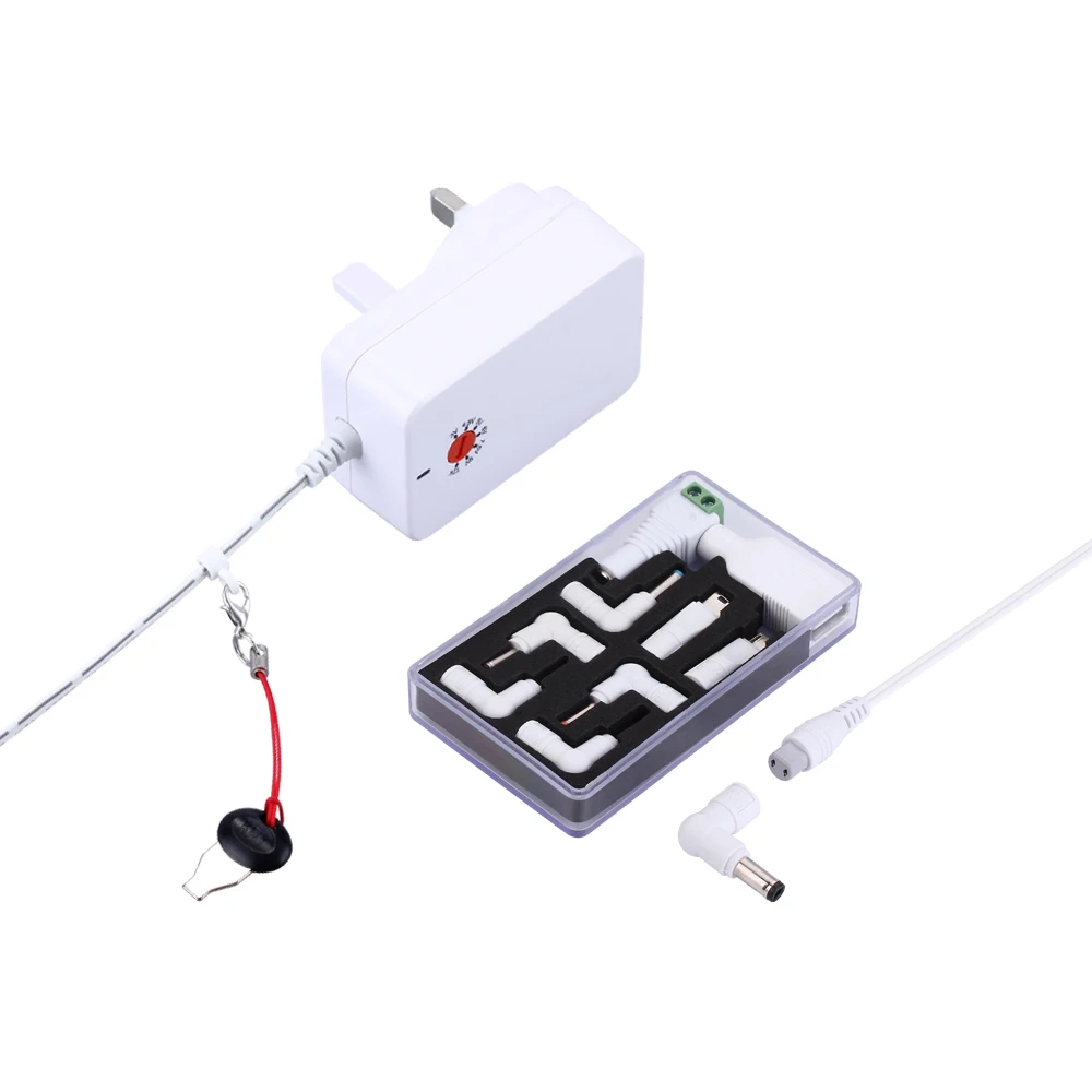 DEYF 3Pin UK Plug White Multi Voltage AC Adapter with DC 12V 9V 7.5V 6V