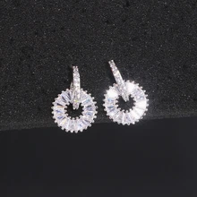 Элегантные Свадебные ювелирные изделия дизайн из горного хрусталя серьги роскошные классические круглый фианит серьги гвоздики для женщин подарок WX161