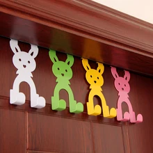 Творческий мультфильм кролик дверь крюк сильная вешалка для одежды ногтей бесплатно кабид красочные украшения дома кролик 2 Крючки ПВХ