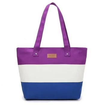 

by dhl or ems 100pcs Women Canvas Handbags Striped Totes Bags Ladies Hand Canvas Big Beach Shoulder Famous Brand