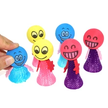 50pc/lot Funny Expression Colorful Educational Toys Stress Fly Man Jump Mix style Bounce Elf Children Kids Gift safety toy