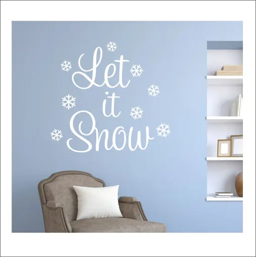 Let It Snow Englisch Zitate Vinyl Wandaufkleber Frohe Weihnachten