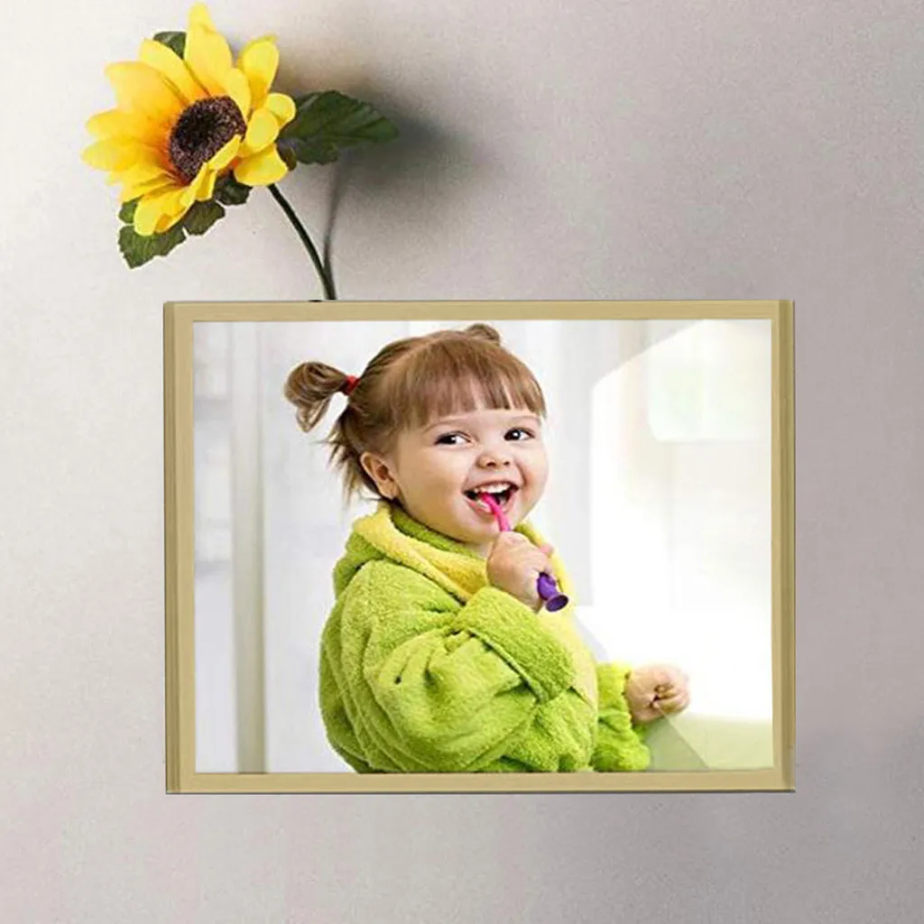 Photo Frame A4 A3 Magnetic Cadre Picture Baby Slam Proof Refrigerator Wall Decor Porta Retrato Marco Foto Ramka Na Zdjecie - Color: Gold