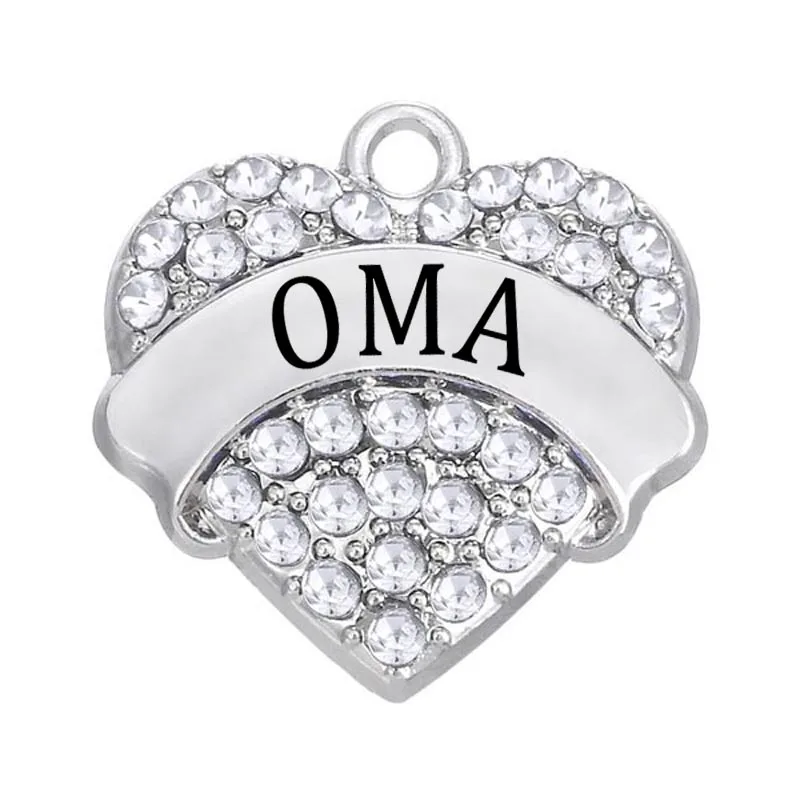 Personalized Engraved Wholesale White Crystal OMA Charm Custom Name