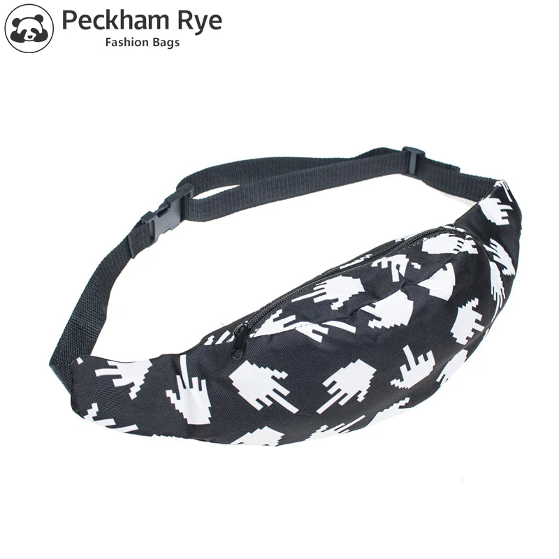 

Hot sales full bandana black 3d printing fashion waist bag women fanny packs belt bum bag waist packs for men free shipping 2016