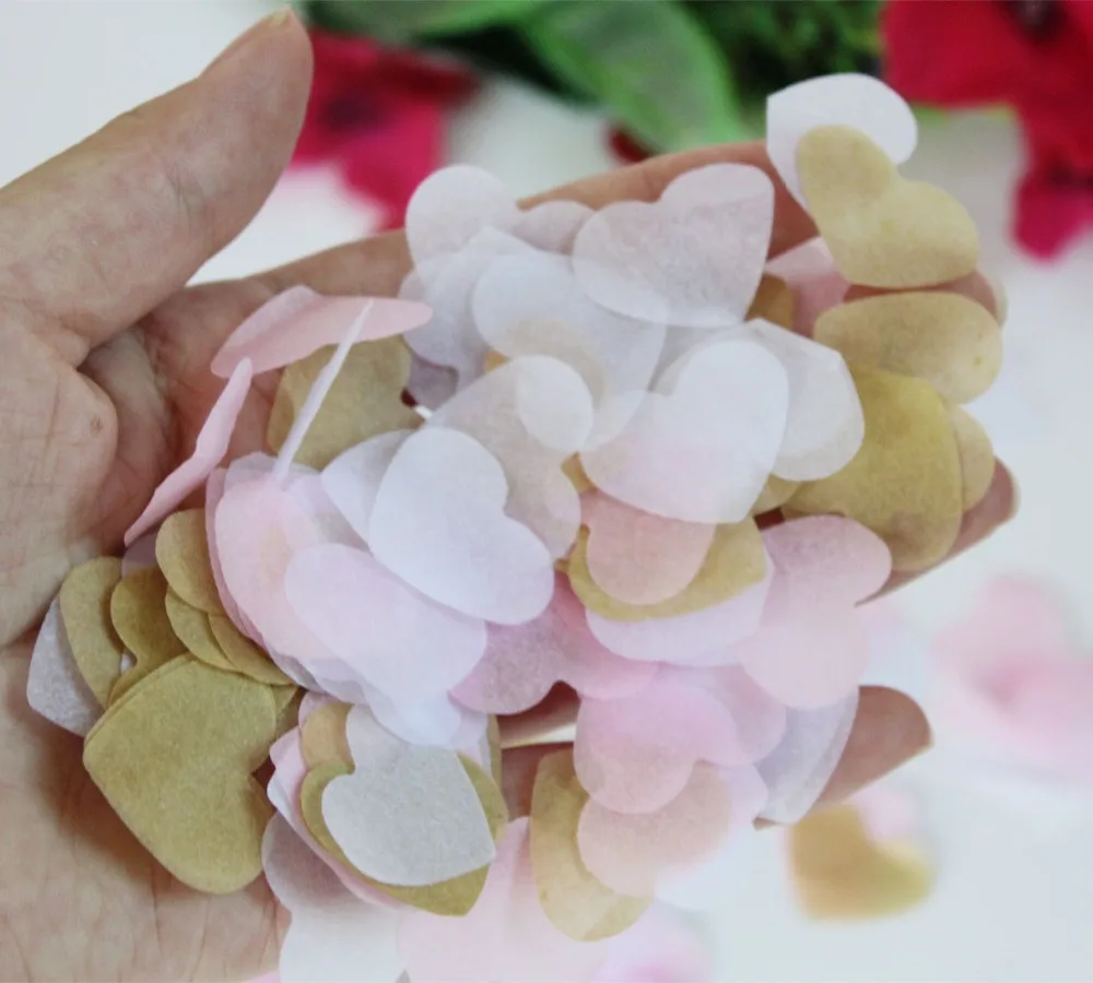 party table decorations pink & ivory heart wedding confetti biodegradable 