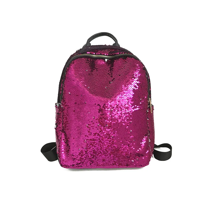 

2018 big sequin color change female the tide fashion zipper the vertical backpack wild student bag backpack