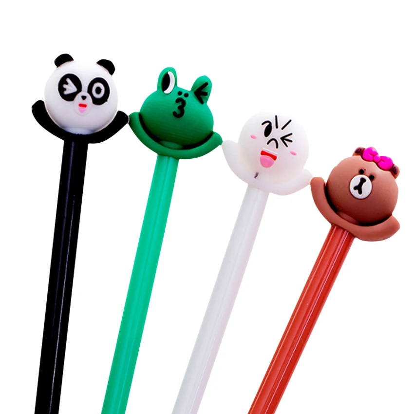 

1pcs/lot Cute Winking Frog Bear Gel Pen 0.5 Black Student Gel Pen 4 Random For School Office Writing