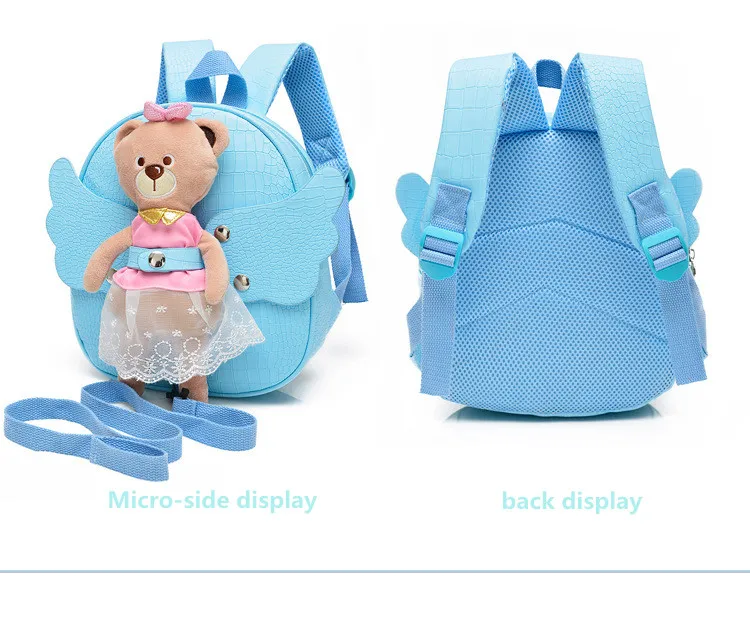 Детская сумка; mochila infantil; милый ангел; медведь; школьные сумки для девочек; кожаный рюкзак из искусственной кожи; модный детский рюкзак